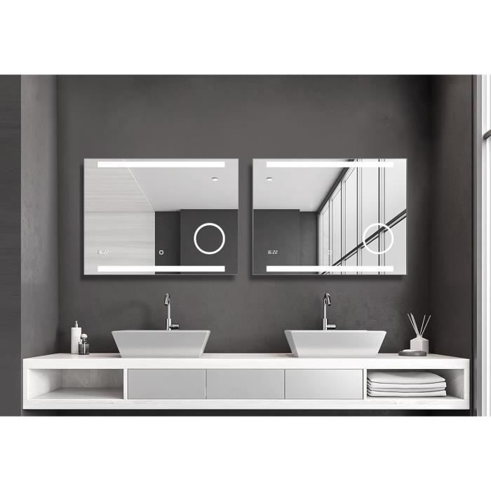 Miroir cosmétique en verre LED multifonctionnel pour salle de bain Miroir cosmétique en verre LED multifonctionnel pour salle de bain