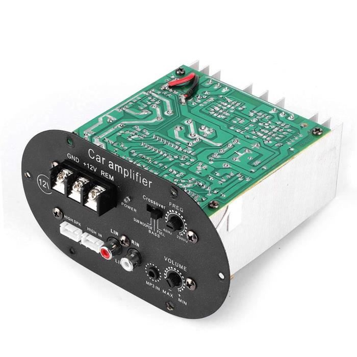 Carte Ampli Puissance Voiture 12V 600W - Amplificateur Pour Caisson De Basses - Taille 15.5x17 Cm - Aluminium