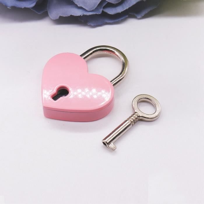Mini Serrure En Forme De Coeur Avec Clé, Petit Cadenas En Métal, Serrure En Forme De Cœur D'amour En Alliage De Zinc Pour Mariage Avec Clé, Boîte à Bijoux De Voyage Rigide