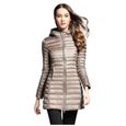 Funmoon Manteau long à capuche des femmes de la mode vestes d'hiver pardessus mince à manches longues Kaki-1