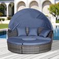 Lit canapé de jardin modulable Outsunny - Grand confort - Pare-soleil intégré - 5 coussins - 3 oreillers-1