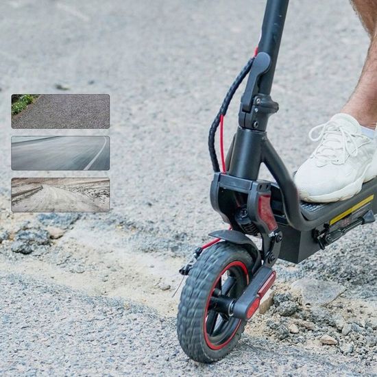 Trottinette électrique IScooter W8 – Autonomie 45 Km, Moteur 750W, Pneus Tout-terrain 9,3 Pouces, Suspensions Avant/arrière, Freins Triple, Application Mobile, Pliable