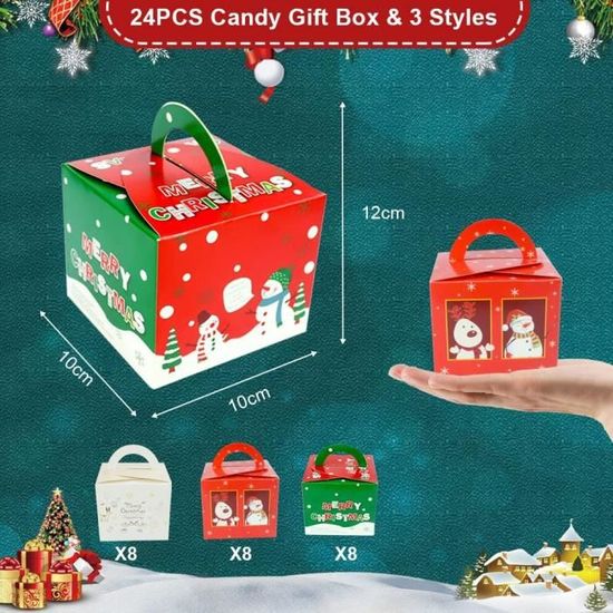 24 Pcs Boites Cadeau Noël, Boîte à Bonbon de Noël, Boîtes-cadeaux de papier  de Noël Boîte-cadeau d'élément de Noël pour Noël X[845] - Cdiscount  Beaux-Arts et Loisirs créatifs