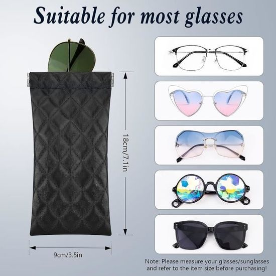 Lot De 3 étuis Souples Pour Lunettes - Cuir PU, Léger, Protection Anti-rayures - Format Environ 18x9cm - Pour Lunettes De Vue Ou Soleil