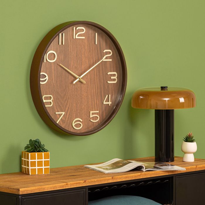 Horloge Murale En Bois Marque Interior’s – Affichage Chiffres Sautants, Occasion, Fonctionne Bien