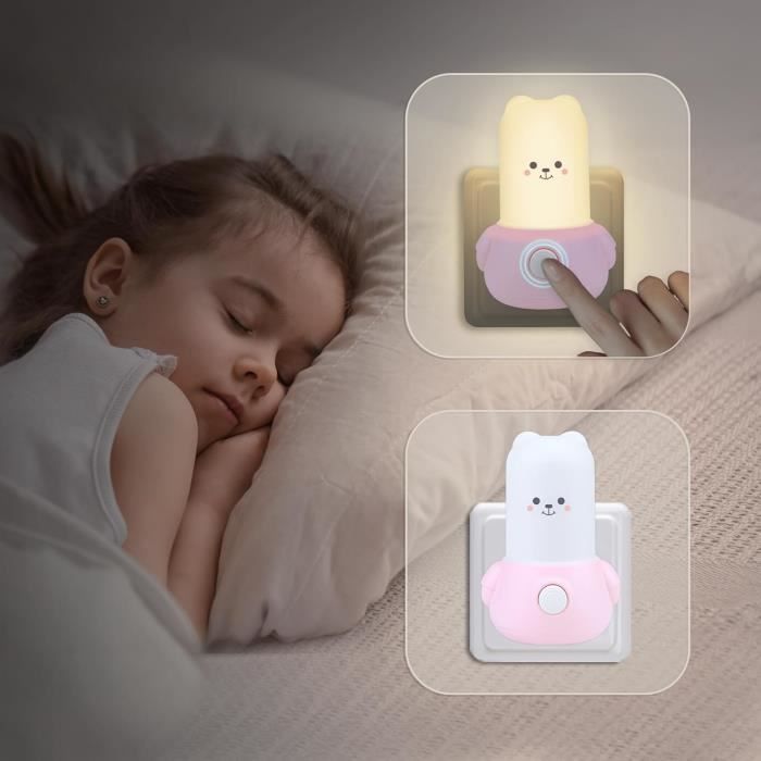 Veilleuse Bebe Sur Prise Décoration Chambre Enfant Lampe Chevet Ours  Interrupteur Cadeau Maternité Naissance Fille[H822]