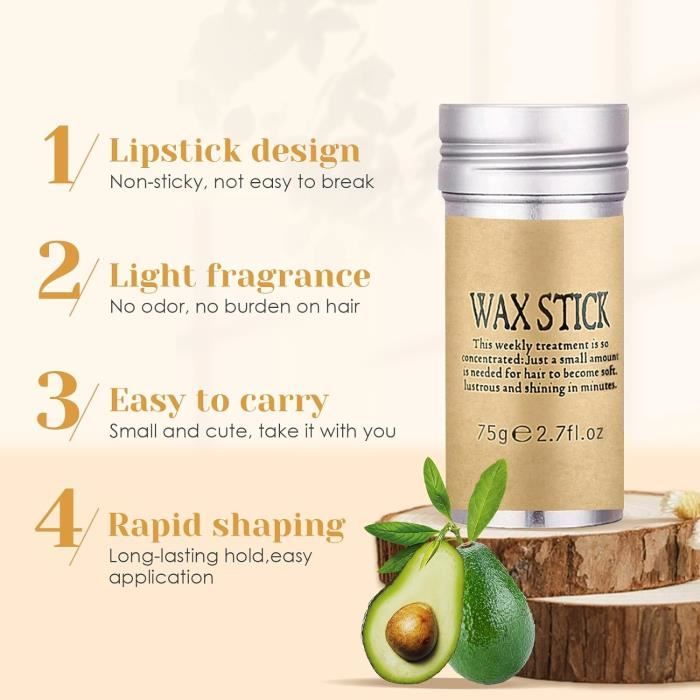 Cire Coiffante En Bâton BASTOUR 75g - Idéale Pour Cheveux Bouclés, Fixation Forte