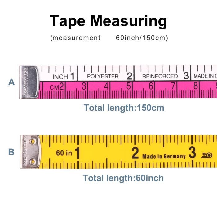 Ruban à mesurer ruban à mesurer pour le corps Tissu couture Tissu tricoté  Maison Artisanat Mesures, 60 pouces / 150 cm Doux Multicolore Ruban à mesurer  Corps Meas