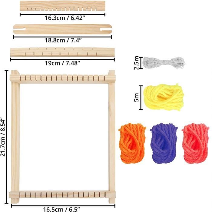 Kit 2 Métiers à Tisser Carrés En Bois 12x12 Cm - Pour Débutants - Avec Peigne & Aiguille - Loisir Créatif