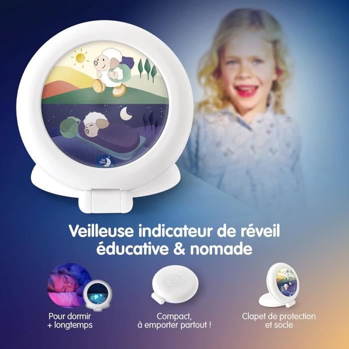 Réveil Enfant éducatif Jour/nuit - Cadran Coloré Pour Apprendre L'heure - Sonnerie Forte, Design Stitch - Pour Chambre D'enfant - 10
