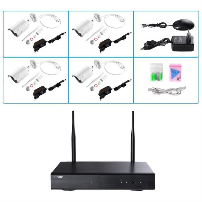LESHP cam ra de surveillance sans fil ext rieur 4CH WIFI NVR 4