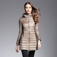Funmoon Manteau long à capuche des femmes de la mode vestes d'hiver pardessus mince à manches longues Kaki-2
