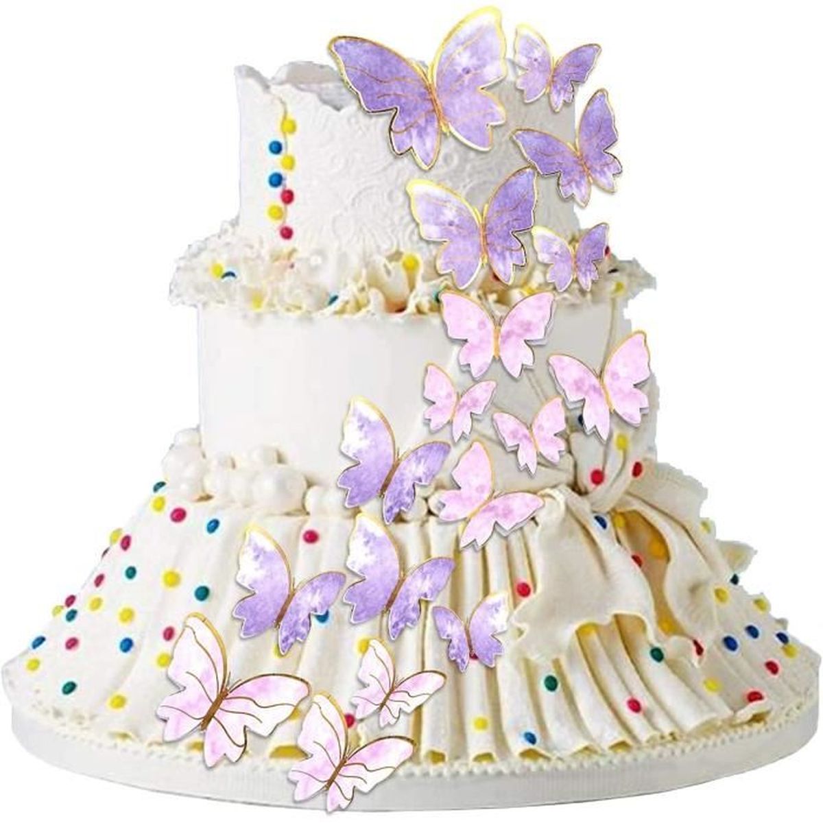 Décorations de Gâteau Papillon,Lot de 22 Décorations de Gâteau  D'anniversaire Décorations de Gâteau Papillon Blanc Décorations de Gâteau  Papillon 3D