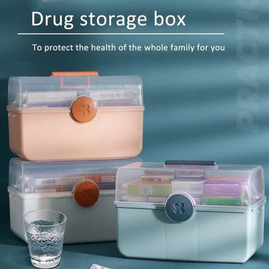 Boîte à Pharmacie Portable à 3 étages, Boîte de Rangement à Médicaments en  Plastique, Boîte à Médicaments Pliable avec Poigné - Cdiscount Maison