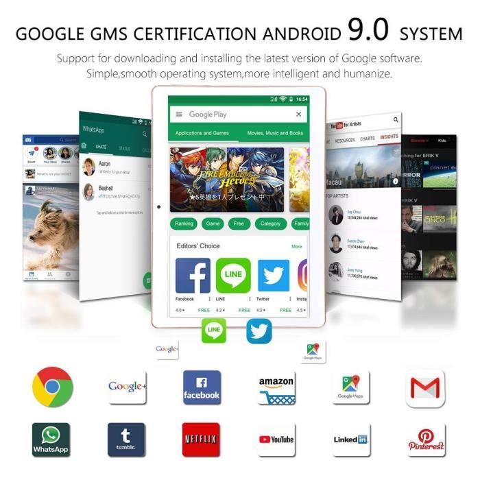  Tablette tactile K107 - 64Go - 4Go RAM - 10.1Pouces2