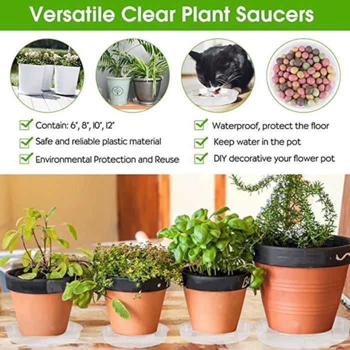 Lot De 10 Soucoupes Transparentes Pour Pots De Fleurs – 30 Cm, Plastique Recyclable, Intérieur/extérieur