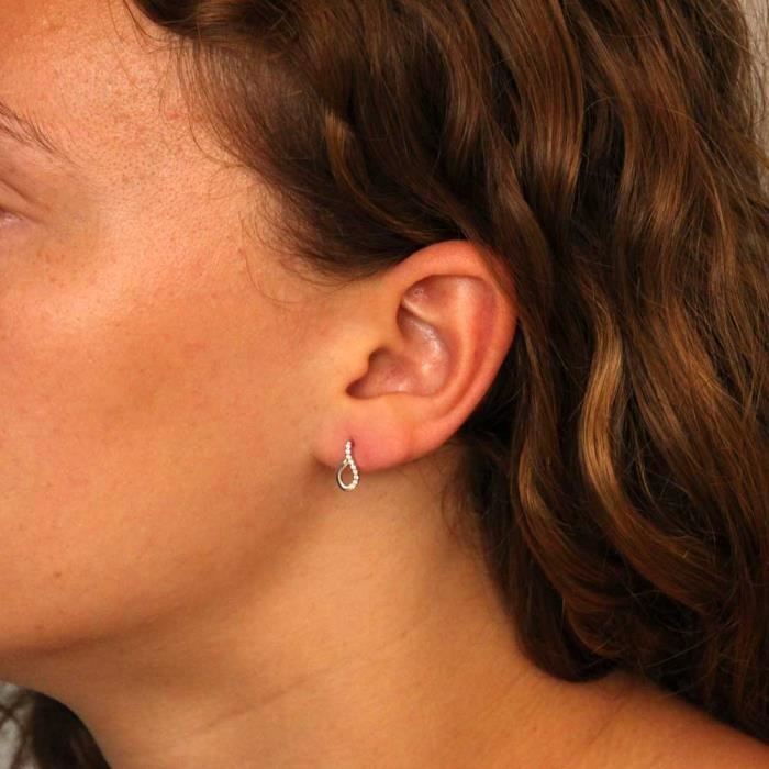 Boucles D'oreilles Papillon En Zirconium Cubique Rose - Plaqué Or 18 Carats, Fermoir Clou