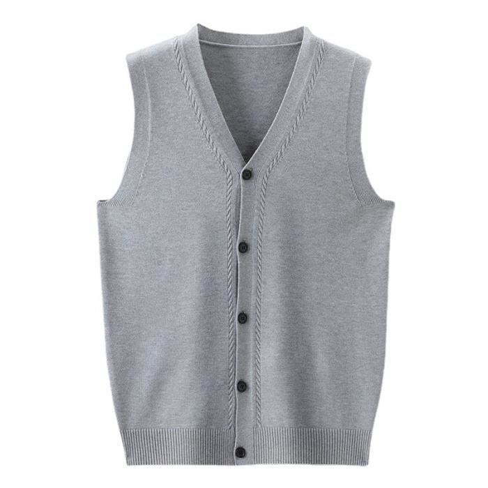 Gilet Costume Homme Uni – Coton, Simple Boutonnage – Décontracté Ou Business – Taille à Vérifier