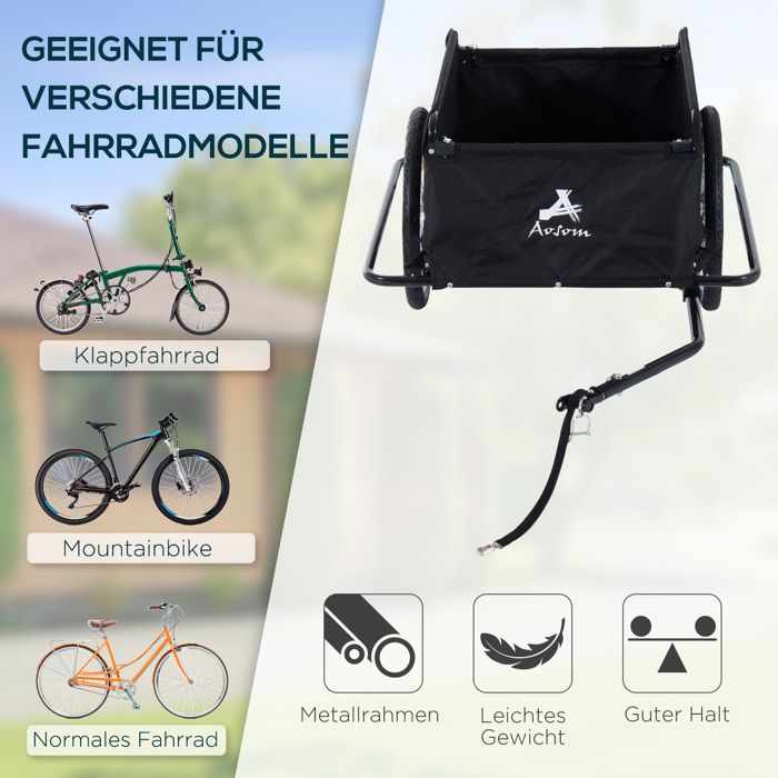 Remorque Vélo Pliable LEADZM – 100 L, 100 Kg, Pneus 20 Pouces, Attelage Universel, Cadre Acier, Réflecteurs