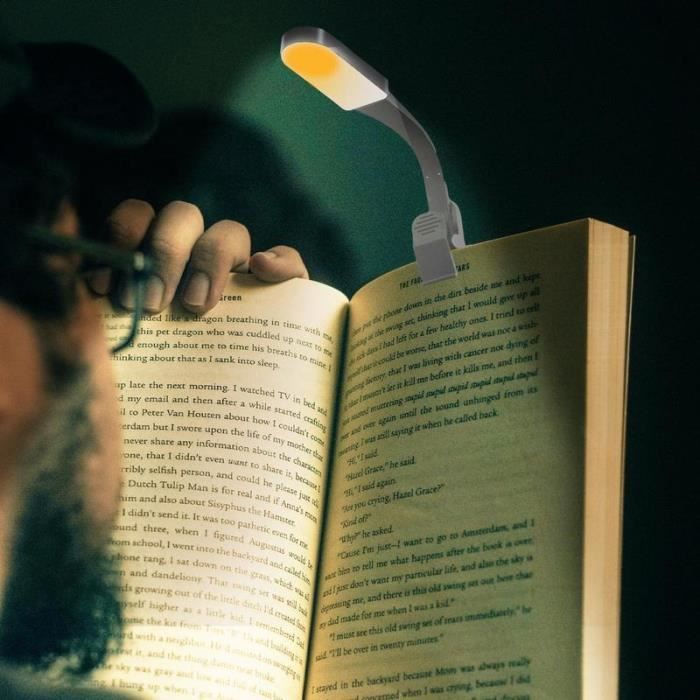 Mini lampe de lecture Rechargeable à 7 LED, 3 niveaux, blanc chaud