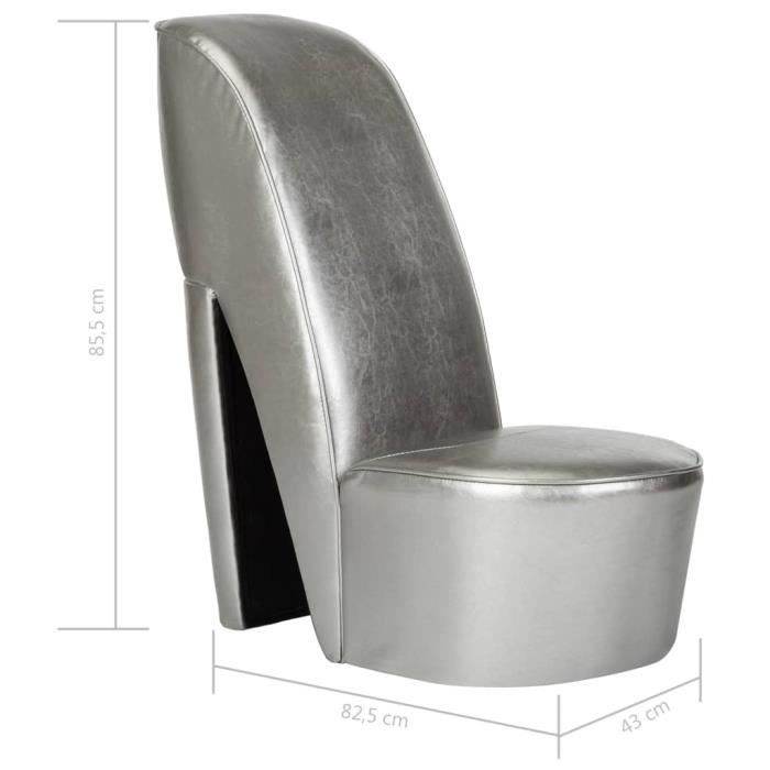 MAG Chaise en forme de chaussure a talon haut Argente Similicuir 7457342689586 Cdiscount Maison