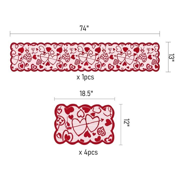 Nappe De Table, Nappe De Chemin De Table Brodée Creuse De Fleur Florale Rouge, Couverture De