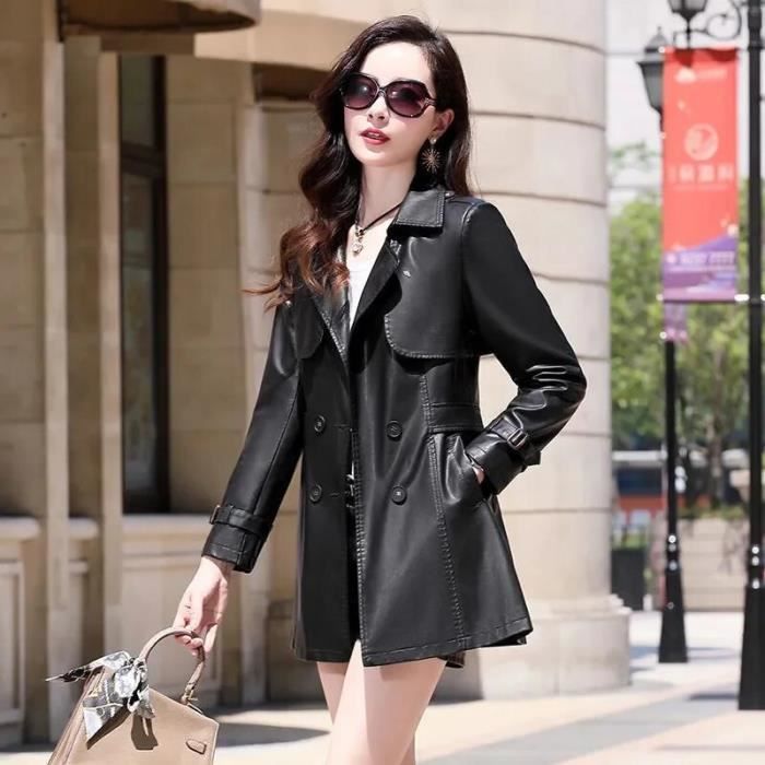 Manteau long simili cuir femme deals