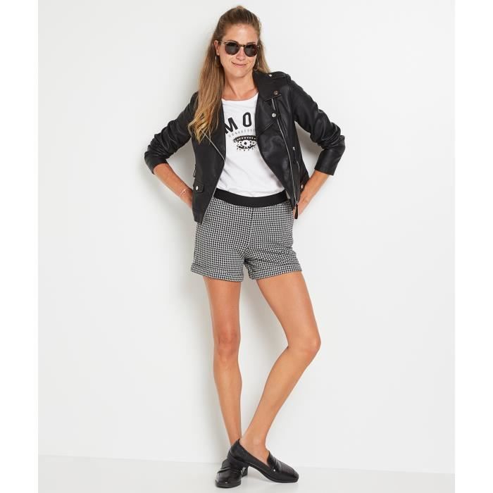 GRAIN DE MALICE Short pied de poule femme Black Cdiscount Pr t