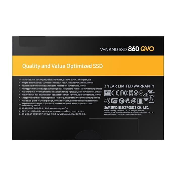SAMSUNG Disque SSD Interne 860 QVO 4To 2 5 MZ 76Q4T0BW