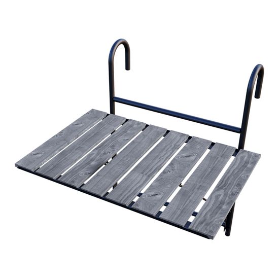 Table Pliante Extérieur 120x60 Cm – Plateau Aspect Bois, Résistante Intempéries, Pour Balcon, Jardin, Camping (Noir, Jusqu'à 6 Personnes)