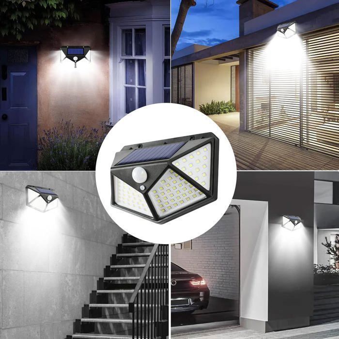 Lot De 6 Lampes Solaires Extérieures 140 LED - Détecteur Mouvement IP65, 3 Modes, Éclairage Jardin Terrasse Carport