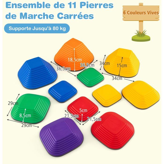 Pierres d'équilibre pour enfants, lot de 5, antidérapantes et