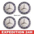 Lot de 4 Caches Moyeu Mercedes 75 mm Bleu Argent Logo Jante Centre de Roue Neuf-0
