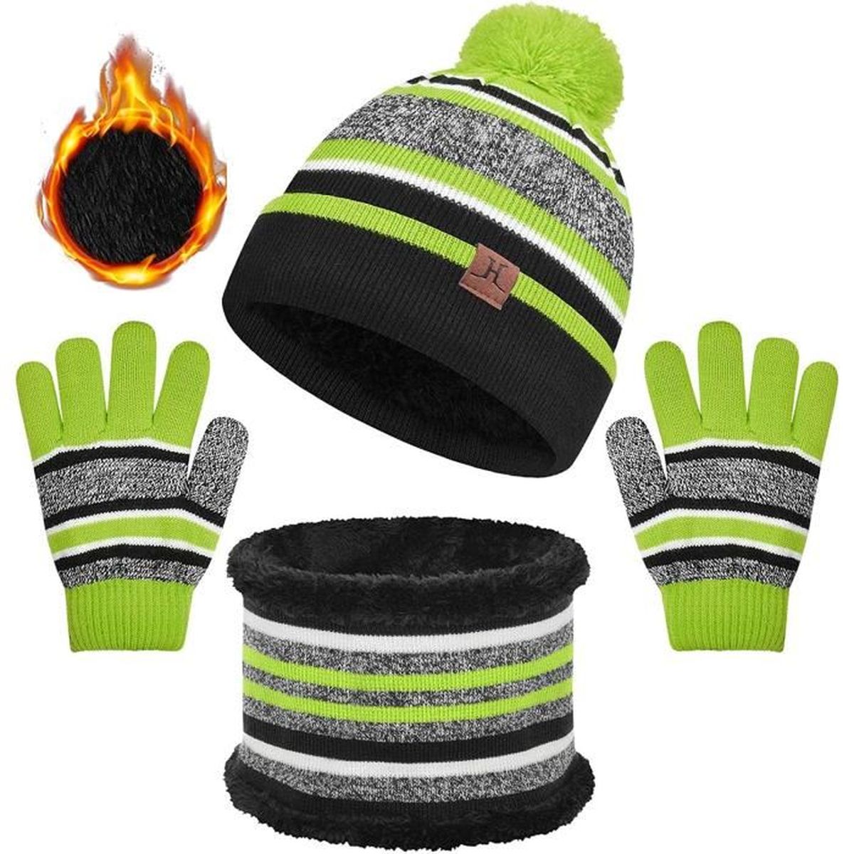 Bonnet Tour De Cou Bebe Gant Enfant 3 Ans Udbrud 3 En 1 Echarpe Et Gants Ensemble Bonnet, Bonnet Enfant Hiver Tricoté Tour De Cou Chaud, Bonnet Chaud U00e9charpe Gants Ensemble D'Hiver
