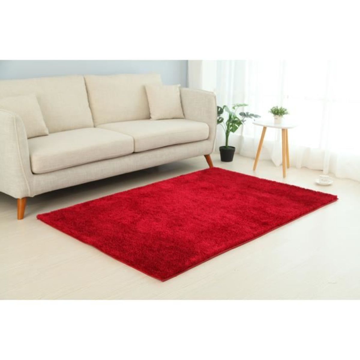 HOME DECO Tapis Shaggy Rouge 50 x 80 cm