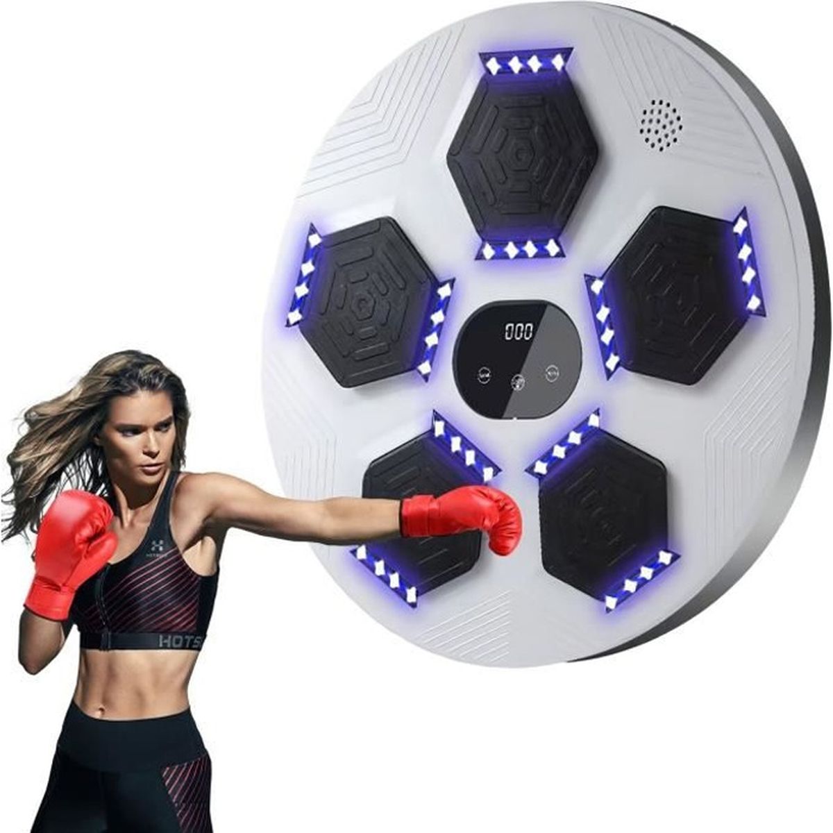 Machine de Boxe Musicale électronique 40*40cm 1200mah avec 5 lumières et  Connexion Bluetooth Avec une paire de gants-bleu - Cdiscount Sport