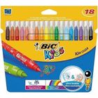Feutres de coloriage - BIC - Kids x18 - Ultra lavable - Couleurs vives - Pointe moyenne bloquée
