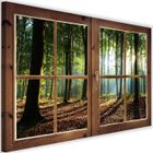 FEEBY Cadre Tableau décoratif sur toile Image Canevas Fenetre Foret 60x40