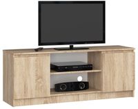 Meuble TV - AKORD - Chêne Sonoma - 140 cm - 2 portes - 2 étagères