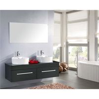 Meuble Salle de Bain Noir - Cardellino - Set Vasque 150 cm - Robinetterie Inc - Design Innovateur et Moderne