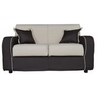 Canapé 2 places en tissu capitonné déhoussable PARIGI - BEIGE et MARRON - Style Classique - Intemporel