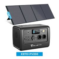 BLUETTI Générateur Électrique EB70(1000W/716Wh) avec Panneau Solaire PV200(200W),Groupe Électrogène Solaire