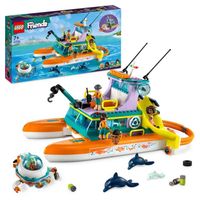 LEGO® Friends 41734 Le Bateau de Sauvetage en Mer, Jouet avec Figurines de Dauphins et Sous-Marin