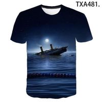 T-shirt imprimé bricolage,2021 nouveau film Titanic gar?on fille enfants mode hommes femmes enfants 3D imprimé t-shirt été à manche