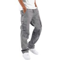Pantalon Cargo Homme - Ceinture Elastique - Chino Slim Skinny - Casual Militaire Baggy Pants - Gris