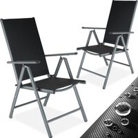 TECTAKE Lot de 2 chaises de jardin pliantes MARILENA avec tissu Textilène et cadre en aluminium Pliable - Noir/Anthracite