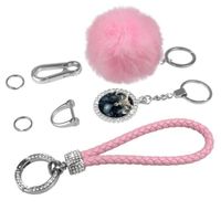 Ensemble de porte-clés pour filles à motif Bélier - Accessoire porte-clés rose pour femmes - Strass brillant. 43