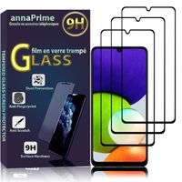 VCOMP® Pour Samsung Galaxy A22 4G 6.4": Lot - Pack de 3 Films de protection d'écran Verre Trempé Plein écran de Couleur - NOIR