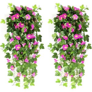 FLEUR ARTIFICIELLE Plante Artificielle - NIBESSER - Fleur Feuille Plante Grimpante Vigne - Rose Foncé 90cm - Durable