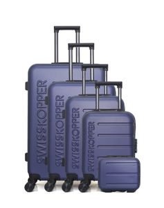 SET DE VALISES Set de 5 valises à roulettes rigides en ABS - SWISS KOPPER - AIGLE-U - Bleu - Grand format - Imperméable